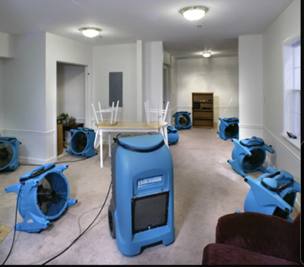 Air movers and dehumidifier setup for Water Extraction & Removal in Stoneham