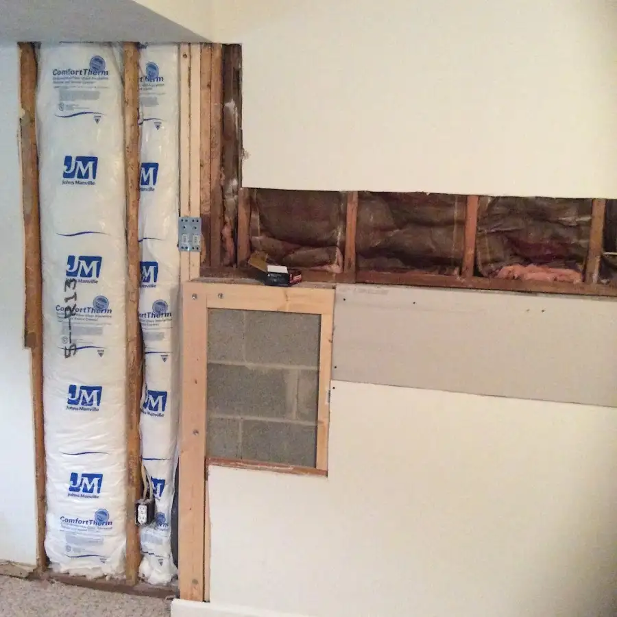 Wall insulation replacement during Contents Cleaning & Restoration in Stoneham